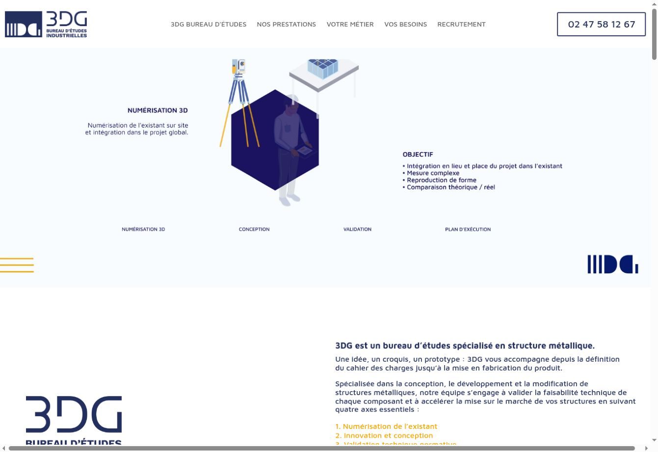 Aperçu du site internet de 3DG