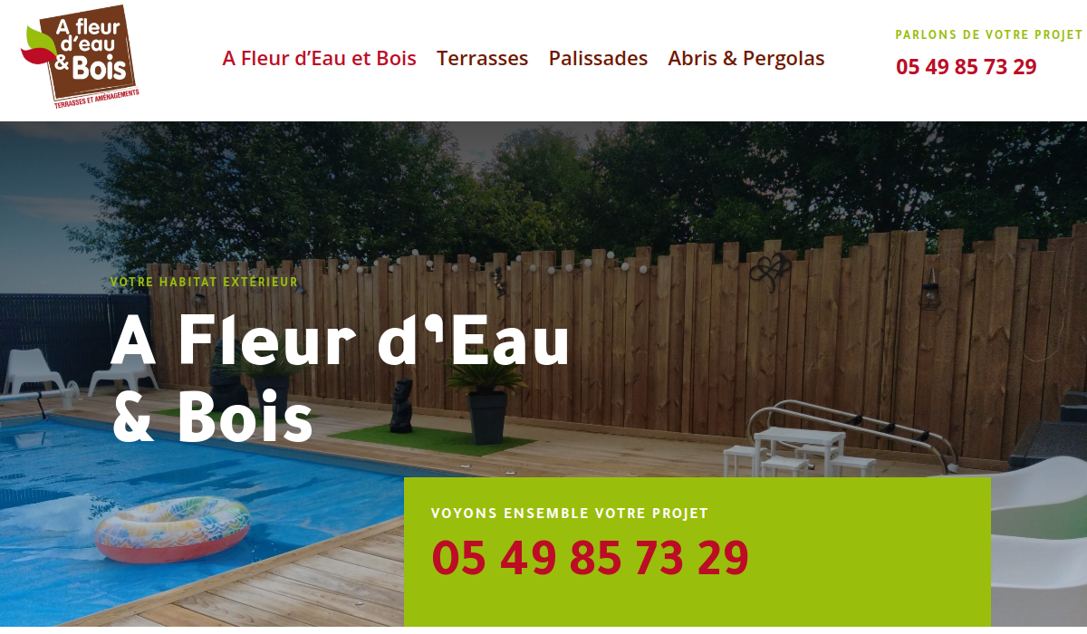 Aperçu du site internet de À Fleur d’Eau & Bois