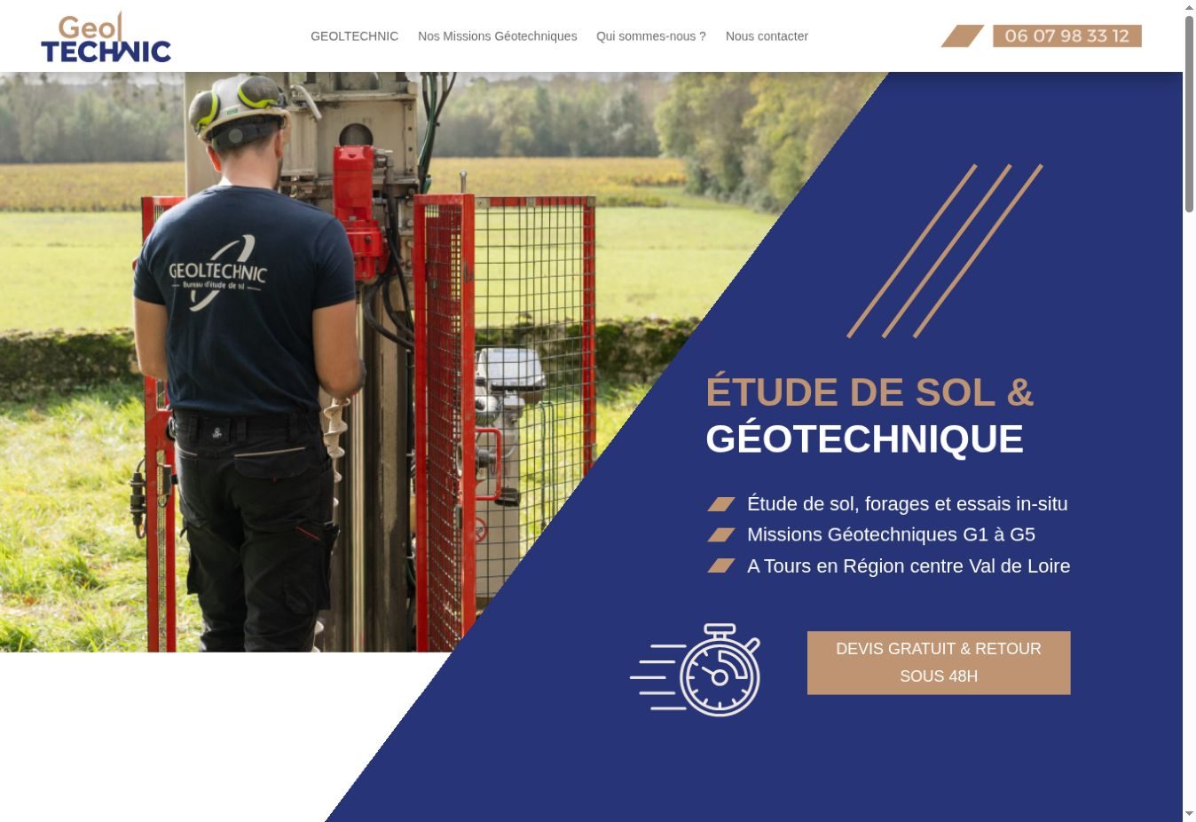 Aperçu du site internet de GEOL Technic