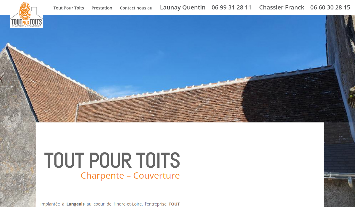 Aperçu du site internet de Tout Pour Toits